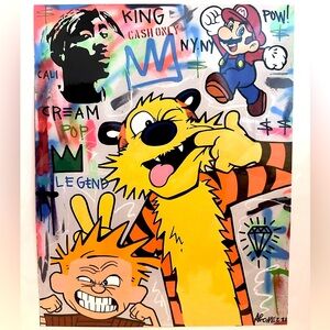 11x14“Say Cheese”Calvin & Hobbes,Super Mario/Tupac Pop Art Print Limited Edition